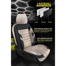 Jet Garaj Renault Captur 2013-2019UYUMLU Oto Koltuk Kılıfı Confort Serisi - Siyah-Bej