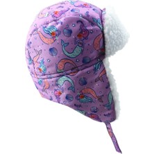 Sugeçirmez Kız Çocuk Bere Eldiven Set 2-4 Yas Kayak ve Snowboard Bere Eldiveni Mor Denizkızı
