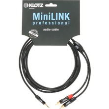 Klotz Pro Altın Uçlu Mini Trs Jack 2X Rca Siyah 3 mt Y Kablo