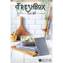 Ny Home 3'lü Set-4 Freshbox Mikrodalga ve Difrize Uygun Saklama Kabı Gri