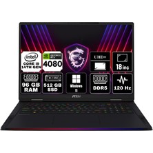 Msı Raıder 18 Hx Intel Core I9 14900HX 96GB 512GB SSD RTX4080/12GB Windows 11 Pro 18" Uhd+ Taşınabilir Bilgisayar A14VHG-465TR-A28 & Anzar Mouse