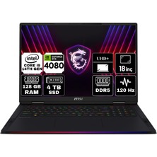 Msı Raıder 18 Hx Intel Core I9 14900HX 128GB 4tb SSD RTX4080/12GB Freedos 18" Uhd+ Taşınabilir Bilgisayar A14VHG-465TR-A9 & Anzar Mouse