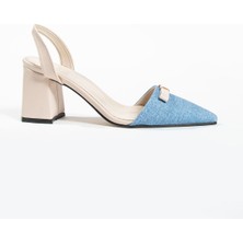 Duxal Shoes Werner Kadın Çift Renk Fiyonk Detay Topuklu Ayakkabı