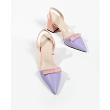 Duxal Shoes Werner Kadın Çift Renk Fiyonk Detay Topuklu Ayakkabı