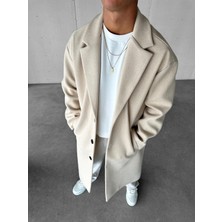 Abluka Online Erkek Oversize Uzun İtalyan Kaşe Kaban Bej