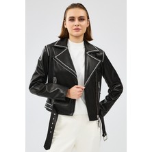 Derimod Lady Kadın Siyah Kısa Deri Ceket 24WGD5213VE