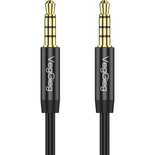 Veggieg 3.5mm Jack Trrs Hi-Fi Örgülü Aux Mikrofon ve Ses Kablosu 2 Metre