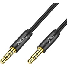 Veggieg 3.5mm Jack Trrs Hi-Fi Örgülü Aux Mikrofon ve Ses Kablosu 2 Metre