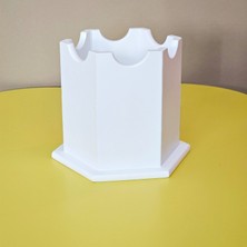 Tekir Store Ahşap Altıgen Model Renkli Kalemlik Kırtasiye Çok Amaçlı Kutu Organizer