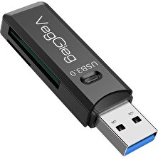 Veggieg USB 3.0 Sd ve Micro Sd Hafıza Kart Okuyucu Siyah