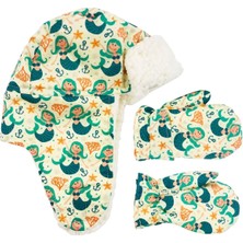 Sugeçirmez Kız Çocuk Bere Eldiven Set 1-4 Yas Kayak Snowboard Mermaid Denizkızı