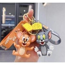 Teknotik Tom & Jerry Slikon Lüx Premium Anahtarlık 3D Hediyelik Eşya 1 Adet