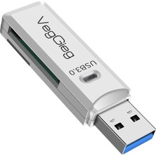 Veggieg USB 3.0 Sd ve Micro Sd Hafıza Kart Okuyucu Beyaz