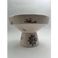 Kimya Ceramics Handmade Seramik Meyve Kasesi(Antrasit Desenli)