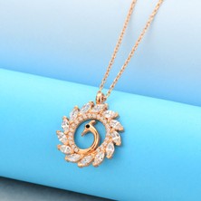 Barış Takı 925 Ayar Gümüş Rose Mekik Taşlı Kuğu Kolye