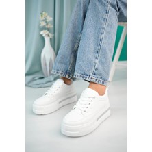 Oksit Zima Tabanı Taş Detaylı Kalın Taban Bağcıklı Kadın Sneaker