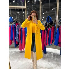 Karen Gold  Düğmeli Kaşe Kaban Sarı