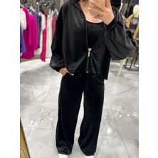 Miss Swans Sandara 3´lü Premium Kalite Kadife Takım-Siyah