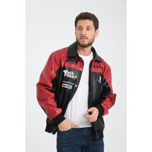 R-2384 Garni Nakış Detaylı Astarlı Deri Mont