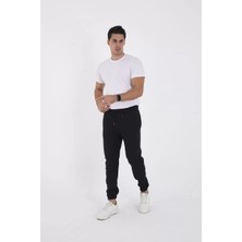 Unisex Kışlık Üç Iplik Lastikli Eşofman Pantolon - Siyah