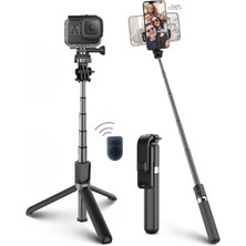 Alpotekno Alpotekno® Fotoğraf Makinası ve Telefon Takılabilen 2si 1 Arada 2.2m Uzayan Selfie Çubuğu Kumandalı Tripod