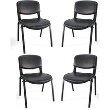 I Office Furniture & Desing Siyah Ofis Büro Bekleme Misafir Form Koltuğu Sandalyesi 4lü 009