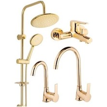 Kca Gold Altın Robot Duş Seti, Banyo, Mutfak Eviye, Lavabo Bataryası Musluğu Çeşmesi