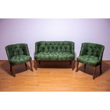 Tunalı Home Yeşil Çay Seti Berjer Koltuk Takımı 2+1+1