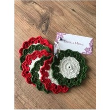 Patiska Home Yılbaşı 6’lı El Örgüsü Bardak Altlığı