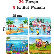 Gift Plus 24 Parça Ahşap Eğitici Yapboz Puzzle Seti (Set 3)