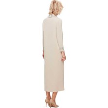 Miss Dalida Bej Yakası ve Bileği Taş Detaylı Elbise T25K-4008