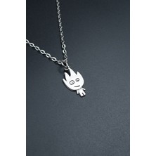 Minimal Ateş  Gümüş Kaplama Unisex Düz Zincir Kolye kod 929