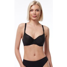 Malabadi Kadın Siyah Toparlayıcı Dolgusuz Kaplı Balenli Sütyen 814