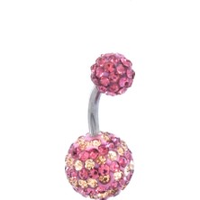 Ferizz 316L Çelik Pembe Zirkon Taşlı Toplu Piercing PRC-106