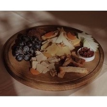 Steak Sunum Tahtası Yuvarlak Ahşap Sunum Tahtası %100 Doğal Boya Ahşap Sunum Tahtası