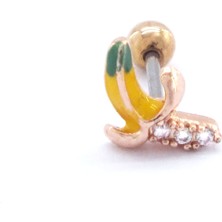 Ferizz 316L Çelik Zirkon Taşlı Rose Muz Piercing PRC-160