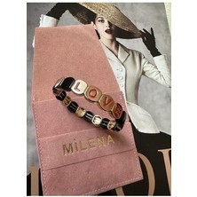 Milena Istanbul Siyah Gold Love Bileklik