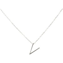 Nusret Takı 925 Ayar Gümüş 3 Boyutlu V Harfi Kolye