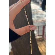 Erer Gümüş Gümüş Altın Kaplama Renkli Taşlı Bileklik CM56E232