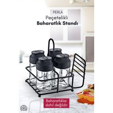 Grimor Life Perla Peçetelikli Baharatlık Düzenleyici Metal Stand- Baharatlıklar Dahil Değildir