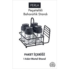 Grimor Life Perla Peçetelikli Baharatlık Düzenleyici Metal Stand- Baharatlıklar Dahil Değildir