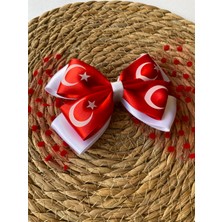 29 Ekim Cumhuriyet Bayramı Fiyonk Toka Türk Bayraklı Tüllü Kırmızı Beyaz Kız Çocuk Tokası