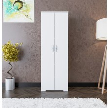 Boreas Design Hazar Çok Amaçlı Dolap Çift Kapaklı 6 Raflı Banyo Dolabı Mutfak Kiler Erzak Dolabı Beyaz