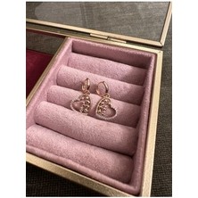 Milena Istanbul Yarısı Taşlı Kalp Uçlu Küpe