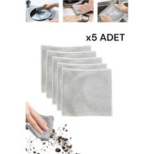 5 Adet Tel Bulaşık Bezi Çizmez Bulaşık Teli Çelik Çift Katmanlı Inox Tel Bez Ovalama Bezi