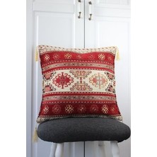 Bluenish Kırlent Arva Pillows Geleneksel Osmanlı Otantik Motifli Püsküllü Yastık Kılıfı 43CM*43CM