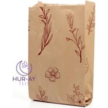 HUR-AY PACK Çiçek Baskılı Kese Kağıdı / Kraft Kırmızı Çiçekli Paket Kağıdı/ 15X25/ 30 Adet