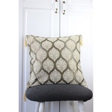 Bluenish Kırlent Arva Pillows Geleneksel Osmanlı Otantik Motifli Püsküllü Yastık Kılıfı 43CM*43CM