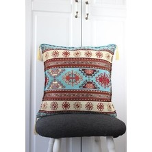 Bluenish Kırlent Arva Pillows Geleneksel Osmanlı Otantik Motifli Püsküllü Yastık Kılıfı 43CM*43CM