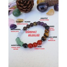 Nelleovana Doğal Taş Öğrenci Başarı Bilekliği-Oniks-Aventurin-Kuvars-Akuamerin-K.gözü-Amatist-Akik Taşı